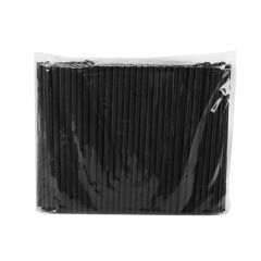 Biodegradable plain black paper straw 155x6mm, 250pcs/pack
