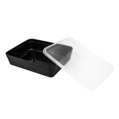 Food container PP 218,5x169,5x53mm, black, reusable,box 50psc