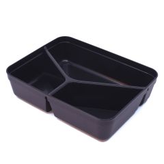 Food container PP 218x170x53mm, black, 3-part, reusable, box 76psc