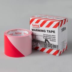 Warning tape Spino 70mmx100m, white/red, PE