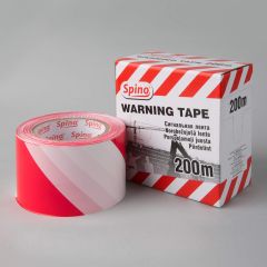 Warning tape Spino 70mmx200m, white/red, PE