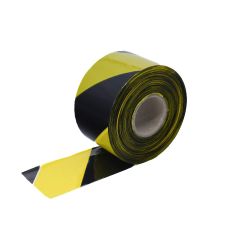 Warning tape 70mmx500m, black/yellow, PE