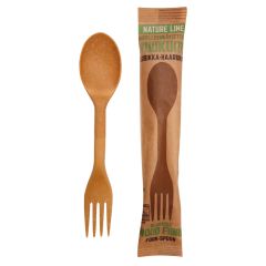 Reusable wood fiber fork/spoon, Nature Line box of 200pcs, Nature Line
