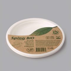 Spino biodegradable white sugar cane plate ø 180mm, 10pcs/pack