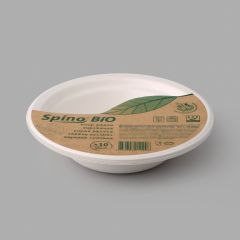 Spino biodegradable white sugar cane soup bowl 400ml, ø 177mm, 10pcs/pack