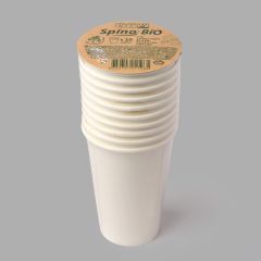 Spino Bio бумажные стаканы 250мл,  ø 73мм, белые PLA, 10шт/упак.