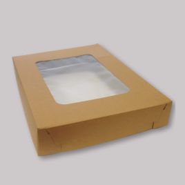 With window square brown paper lid for 440mm bakery base, 50pcs/pack