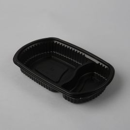 M8010 black hot food 2-part PP container 235x145x35mm, 100pcs/pack
