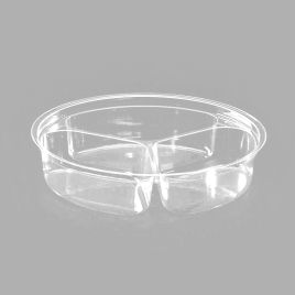 Clear OPS round 3-part deli container 3x150ml, ø 178mm, 500pcs/box