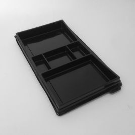 Коробка для суши из 5 частей. (273x151x27) PET, черный, в коробке 420 шт.