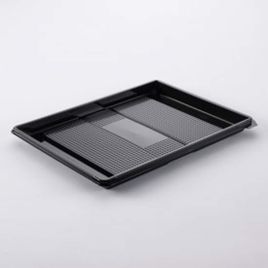 Black sushy tray 320x250x20mm, RPET, 120pcs/box