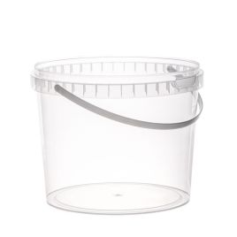 Transparent plastic bucket with handle 3l, PP, 30pcs/pack
