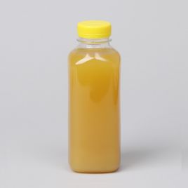 Clear square plastic bottle 0.33l with neck ø38mm, PET, 140pcs/pack