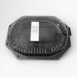 Black octagonal tray 1500ml, 335x250x38mm, rPET, 100pcs/box