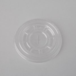 Transparent rPET flat lid with straw slot for Smoothie cup ø 95mm, 50pcs/pack
