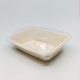 Transparent rPET inclined lid for 950ml sugar cane bowl, 75pcs/pack