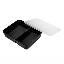 Toidukarp PP 218,5x169,5x53mm, must, 2-osaline, korduvkasutatav, kastis 76tk