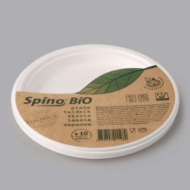 Spino biodegradable white sugar cane plate ø 230mm, 10pcs/pack