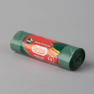 SpinoExtra black-green garbage bag 150l, 750x1150mm, LDPE 55µm, 5pcs/roll