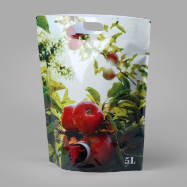 Apple StandUp pouch plastic bag with push tap 5l, LDPE