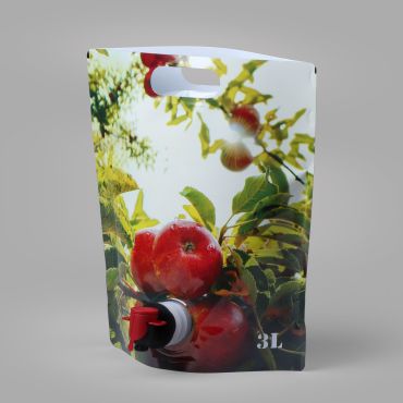 Apple StandUp pouch plastic bag with push tap 3l, LDPE