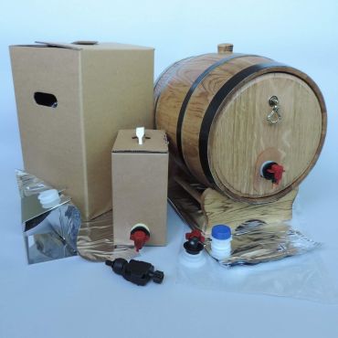 Brown wooden barrel for Bag-in-Box 20l bag