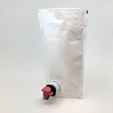 Kraaniga valge püstine StandUp mahla säilituskott 1.5l, LDPE