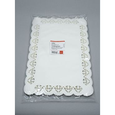 White paper square lace doily 250x380mm, 100pcs/pack