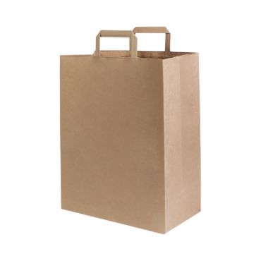 Brown flat handle carrier bag  320x160x390, box 250psc