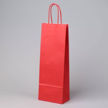 Spiraalsangaga punane paberkott pudelile 140+80x390mm, pakis 10tk