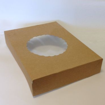 With window square brown paper lid for 395mm bakery base, 50pcs/pack