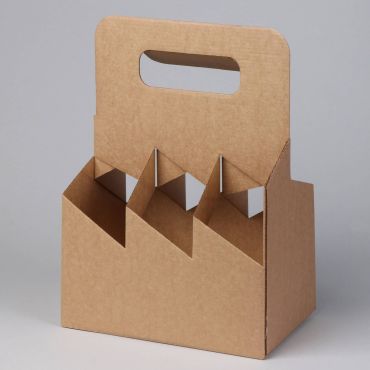 Cardboard box with handle for 6 bottle 0.33l brown