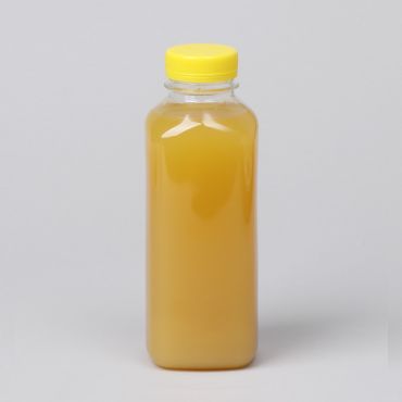 Clear square plastic bottle 0.33l with neck ø38mm, PET, 140pcs/pack
