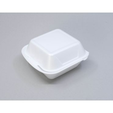White foam 1-comp. burger box IP6, 145x133x75mm, XPS, 125pcs/pack