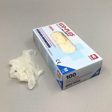 Transparent powder free vinyl gloves M, PVC, 100pcs/pack