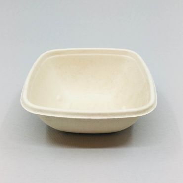 Biodegradable sugar cane bowl 375ml, 130x130x50mm, beige, 50pcs/pack