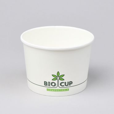 White BIOCUP soup bowl 500ml, ø115mm, carton/PLA, 25pcs/pack