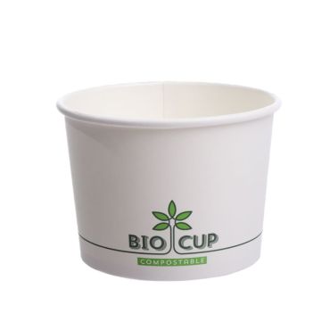 BIOCUP supitops 500ml, ø115mm, valge kartong/PLA, pakis 25tk
