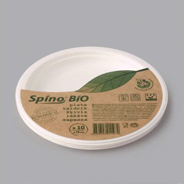 Biolagunev suhkruroost taldrik Spino, ø 180mm, valge, pakis 10tk
